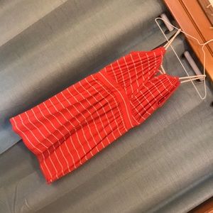 Orange dress with white stripes